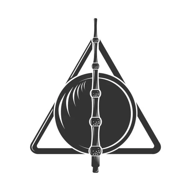 Vector illustration of Deathly Hallows, a symbol from the Harry Potter book. A magic wand, a resurrection stone, and a cloak of invisibility. Vector