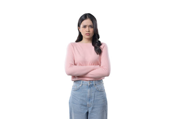 istock Indonesian woman on white screen backgroud_looking sad 1411557753