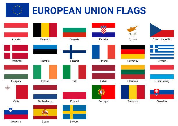 illustrations, cliparts, dessins animés et icônes de ensemble de drapeaux de l’union européenne avec des noms de pays.  drapeaux des pays d’europe. - latvia flag