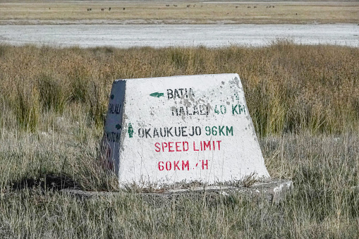 Speed Limit Sign in Etosha National Park at Kunene Region, Namibia