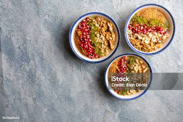 Traditional Delicious Turkish Dessert Ashura Stock Photo - Download Image Now