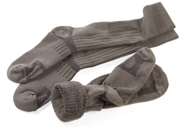 istock Two pairs of thick military boot socks on white background 1411564316