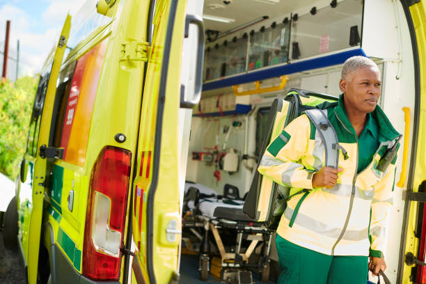 istock ambulance paramedic arriving at scene 1411565510