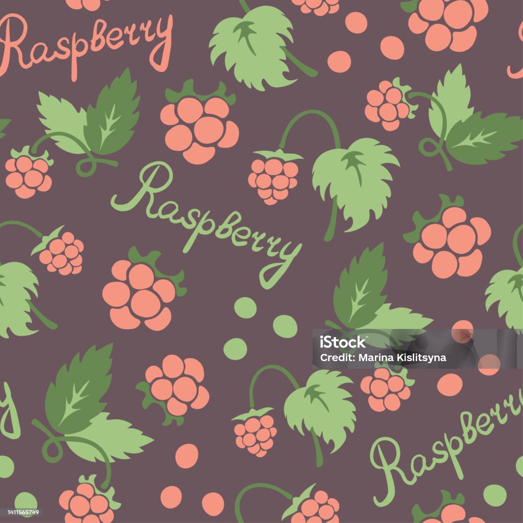 Raspberry Lettering Raspberry Forest Pattern With Lettering Stock Illustration - Download ...