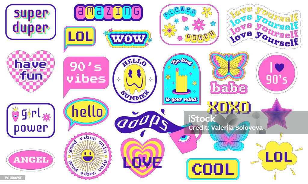 Motivational Inspirational Stickers Groovy Retro Set Pop Art Patches With  Slogan Lips Heart Butterfly Psychedelic Mushrooms Y2k Positive Groovy  Patches In Geometric Shapes Vector Illustration Stock Illustration -  Download Image Now - iStock