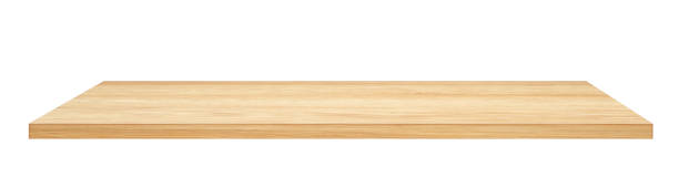istock Pine household tabletop, board, shelf with free space isolated on white 1411569805