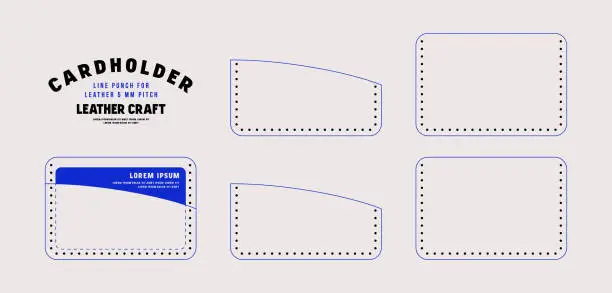 Vector illustration of Leather craft sewing pattern for cardholder