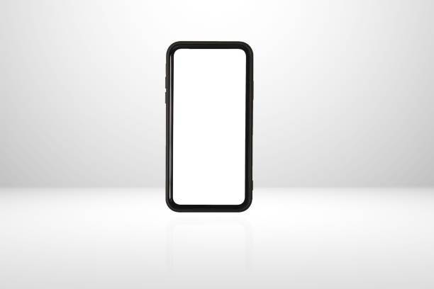 istock Smartphone mobile screen, Smartphone isolated on gray background. 1411571495