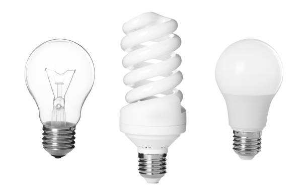 istock Comparison of different light bulbs on white background, collage 1411571527