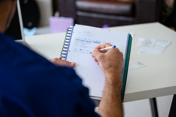 istock Doctor in scrubs at home before work. 1411574774