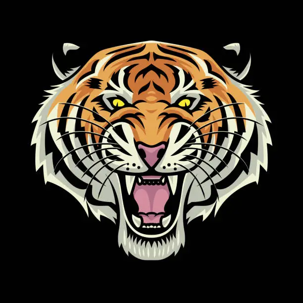 Vector illustration of Tiger roar vector illustration premium vector