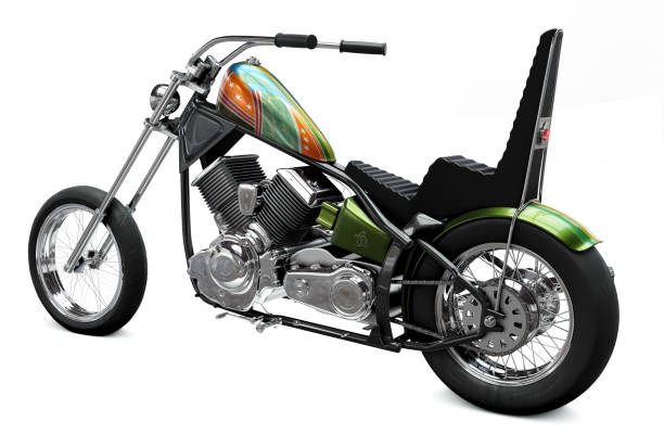 istock 3D rendered image of a vintage metallic black custom motorcycle on white background 1411577060