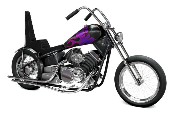 istock 3D rendered image of a vintage metallic black custom motorcycle on white background 1411577063