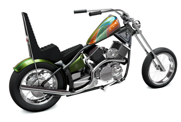 istock 3D rendered image of a vintage metallic black custom motorcycle on white background 1411577081