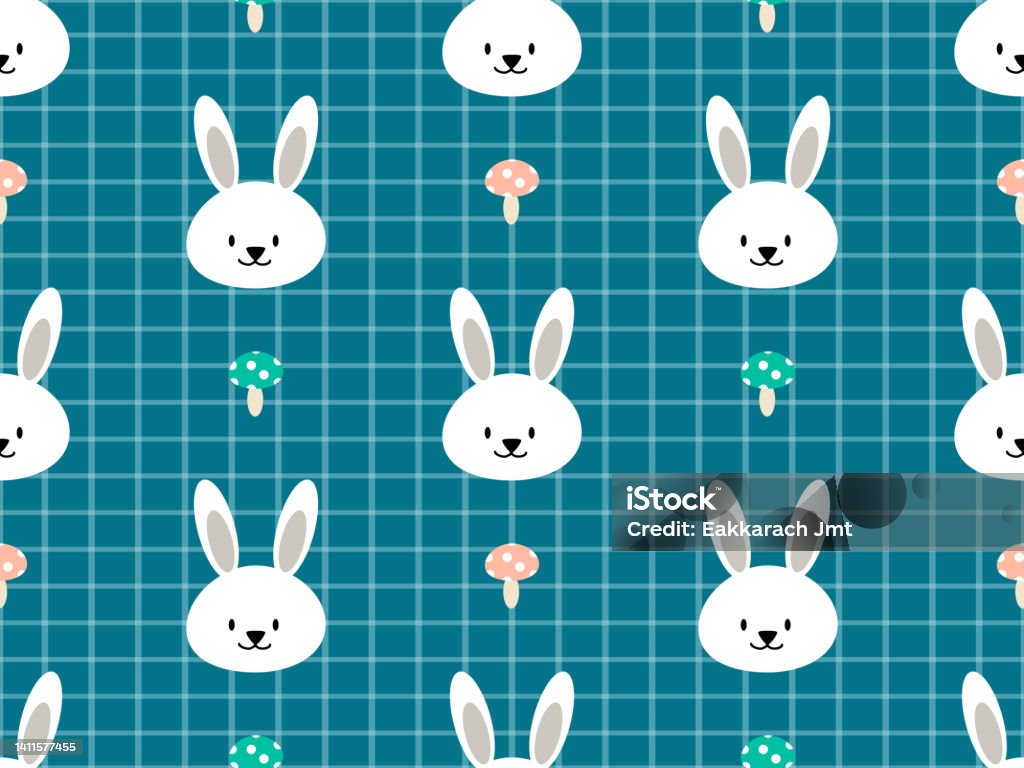 Rabbit Pattern Blue Rabbit Seamless Pattern On Blue Background Stock Illustration ...
