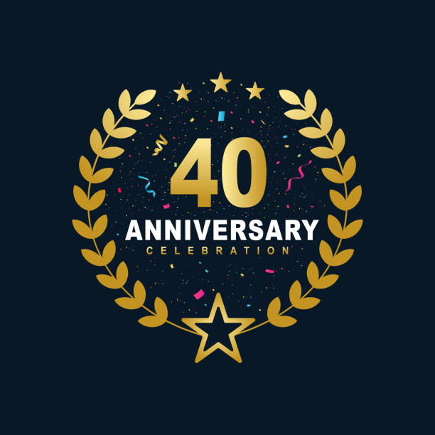 ilustraciones, imágenes clip art, dibujos animados e iconos de stock de diseño de celebración de 40 aniversario, lujoso color dorado 40 años diseño de aniversario. - 40 44 years