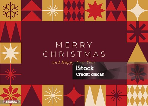 istock Christmas Card with Geometric decoration. 1411585870