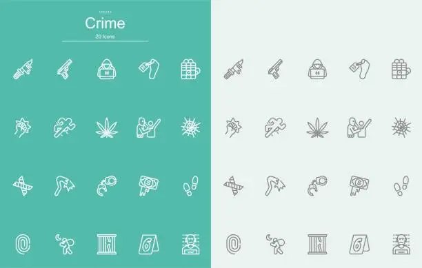 Vector illustration of Crime Line Icons
