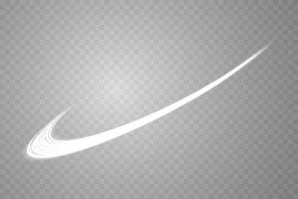 a mozgás és a sebesség absztrakt fényvonalai fehér színű csillogással. könnyű mindennapi izzó hatás. félkör alakú hullám, fénynyomvonal görbe örvénylése, autó fényszórók, izzó optikai szál png. - szaturnusz témájú stock illusztrációk