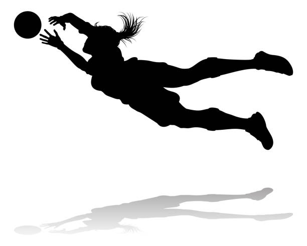 piłkarka piłka nożna kobieta sylwetka - soccer soccer player goalie playing stock illustrations