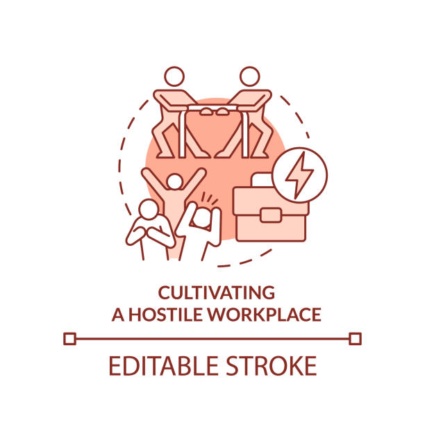 Cultivating hostile workplace terracotta concept icon Cultivating hostile workplace terracotta concept icon. Unethical company behavior abstract idea thin line illustration. Isolated outline drawing. Editable stroke. Arial, Myriad Pro-Bold fonts used angry general manager stock illustrations