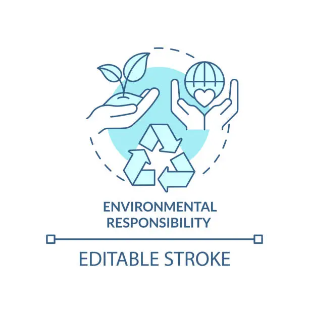 Vector illustration of Environmental responsibility turquoise concept icon