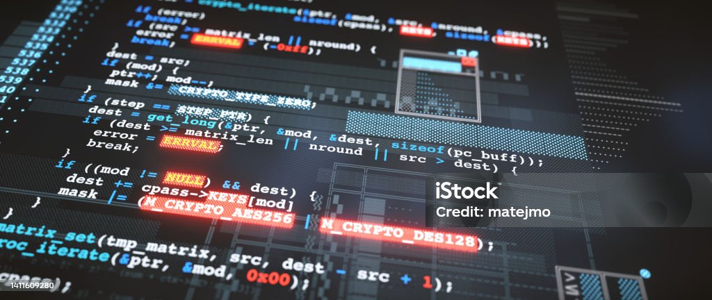 C Programming Language Source Code Text In An Abstract Combination With ...