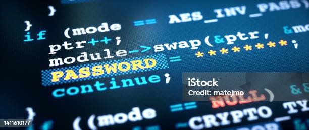 Programming Language Source Code With A Password Input Field On A Dark ...