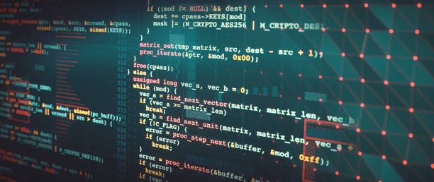 The Impact of Recent Advances in AI on Natural Language Processing 2 retro style programming language source code example close up side view composition on a dark