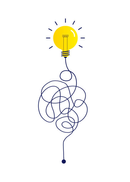 Complex way from start to idea Complex way from start to idea concept illustration. Business solutions idea searching. Chaos simplifying, problem solving. Vector 10 eps maze road street confusion stock illustrations
