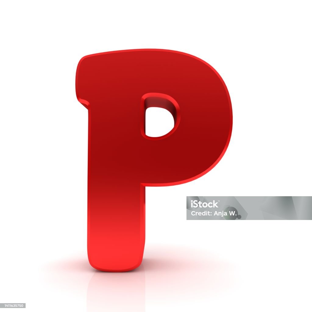 P Colour Red P Letter Red Sign 3d Rendering Stock Photo - Download Image Now ...