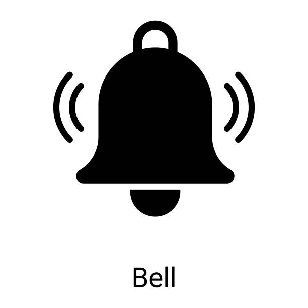 будильник, значок линии колокола, изолированный на белом фоне - hotel bell service bell white background stock illustrations