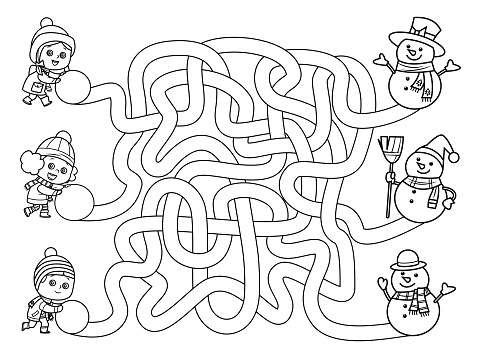 Black And White Maze, Maze game, education game for children.