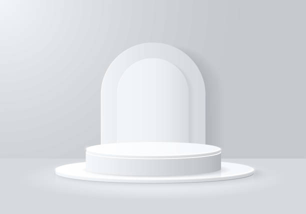 istock Abstract white 3d cylinder podium. Product display presentation, show cosmetic product. Background vector geometric 3d studio room concept. 1411642129