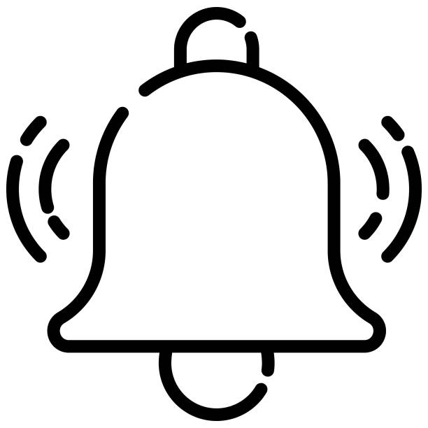 будильник, значок линии колокола, изолированный на белом фоне - hotel bell service bell white background stock illustrations