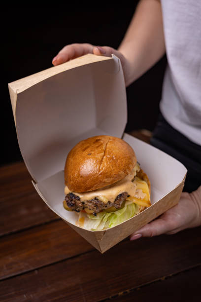 istock mouth-watering burger with cutlet 1411644186