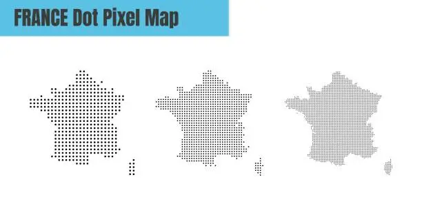 Vector illustration of Abstract France Map with Dot Pixel Spot Modern Concept Design Isolated on White Background Vector illustration.