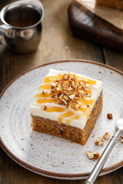 istock Carrot or spice cake with cream cheese frosting 1411646775