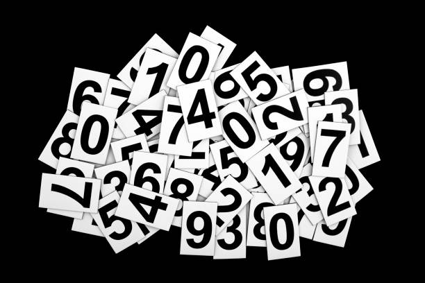 White background with many numbers focus zoom in perspective