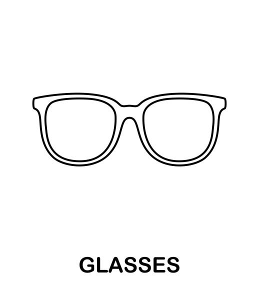 Coloring page with Glasses for kids Coloring page with Glasses for kids black and white eyeglasses clip art stock illustrations