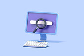 Search bar webpage on cartoon computer screen