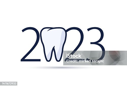 istock 2023 with tooth sign. 1411672932