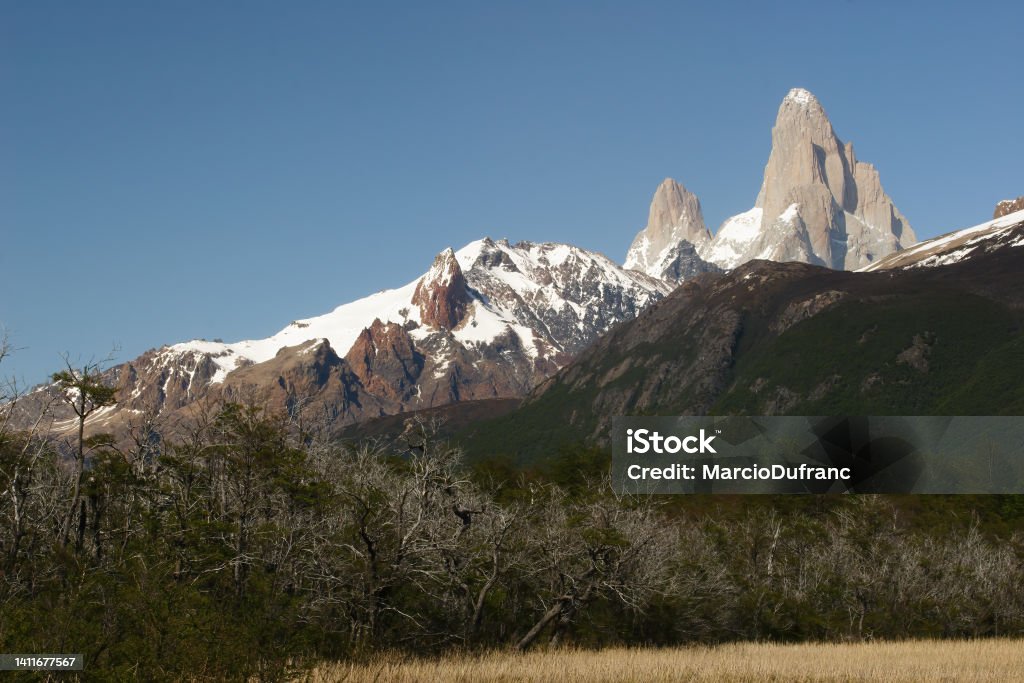 Landscape at El Chalten, Argentina Landscape at El Chalten, Patagonia, Argentina. Home for the famous Fitz Roy peak, El Chalten is known for its amazining hikes, snowcapped mountains and beatiful lakes. Adventure Stock Photo
