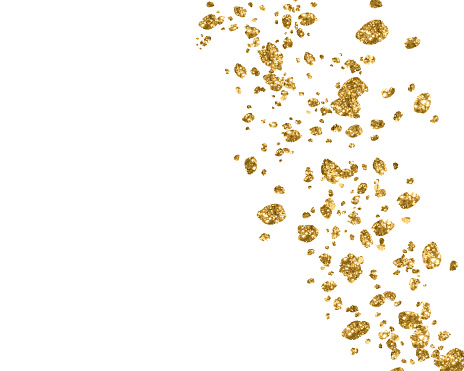 digital created golden sprinkles on white background, copy space, digital created