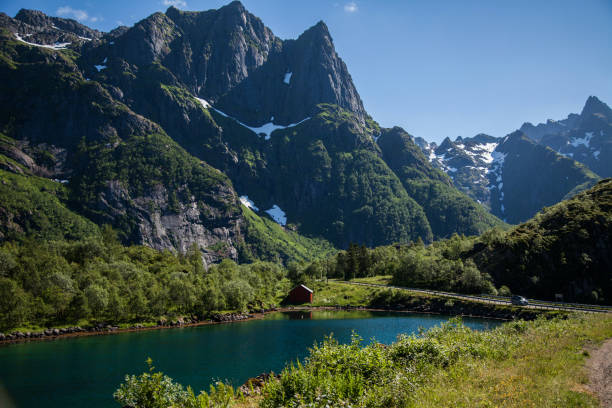 views from around the lofoten islands in norway - vaeroy imagens e fotografias de stock