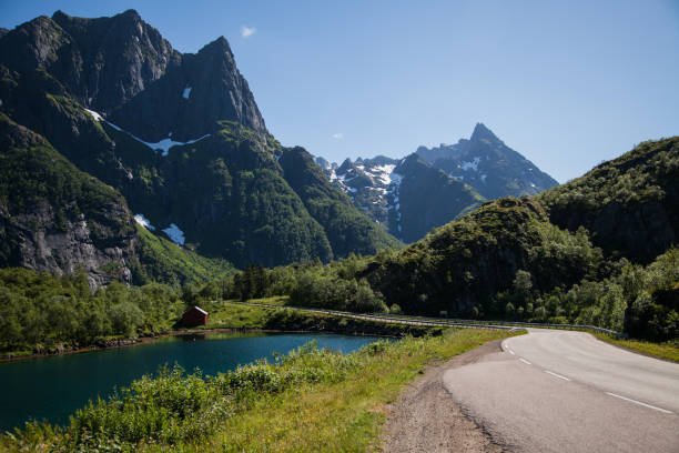 views from around the lofoten islands in norway - vaeroy imagens e fotografias de stock