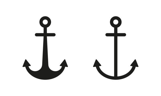 ilustrações de stock, clip art, desenhos animados e ícones de ship anchor set icon. shipping, maritime transport, river, ocean, intercontinental, cargo transportation, passenger, cruise, armature. technology concept. vector line icon for business and advertising - nautical vessel pattern rope tattoo