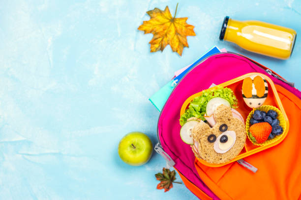 istock Lunch box with funny bear sandwich 1411689308