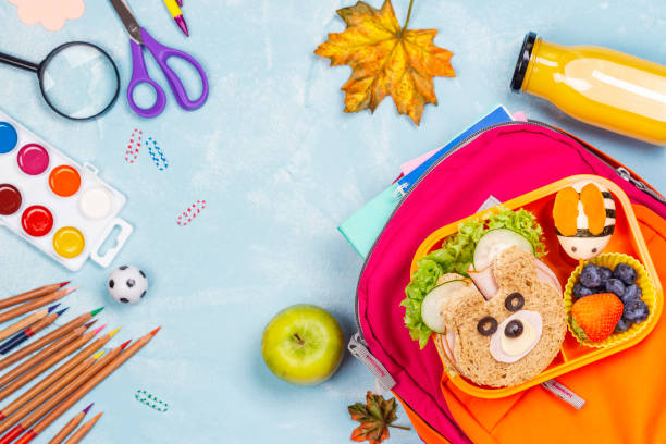 Lunch box with funny bear sandwich