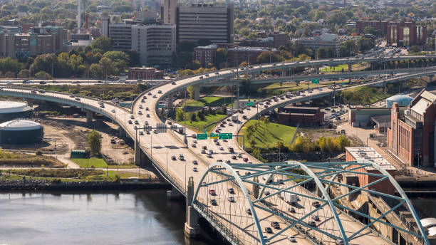 istock Providence River Bridge with traffic on it, Providence, Rhode Island. 1411690071